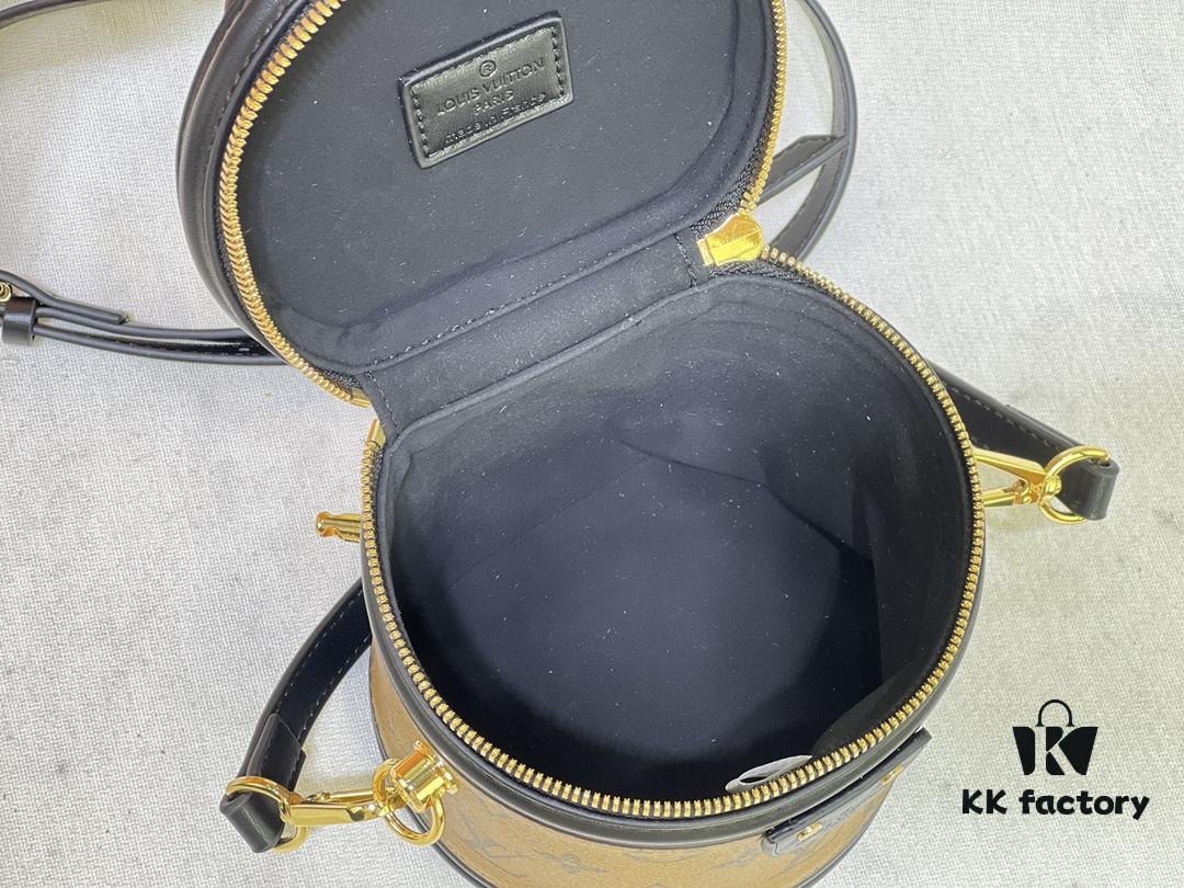 Upgraded Original [Exclusive Real Photo M82952 Monogram Yellow Flower] This Nano Cannes Handbag features a cylindrical silhouette crafted from Monogram canvas, harmoniously echoing the design of a makeup case.