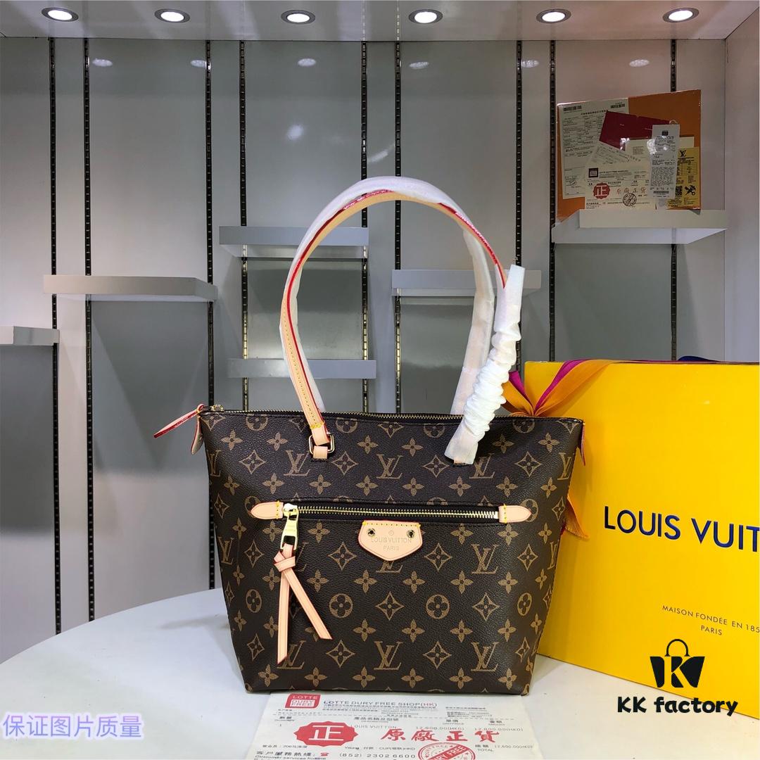 Authentic Louis Vuitton Multifunctional Shoulder Bag M42267, Small and Large Sizes, Monogram Canvas with Genuine Yellow Leather Trim
