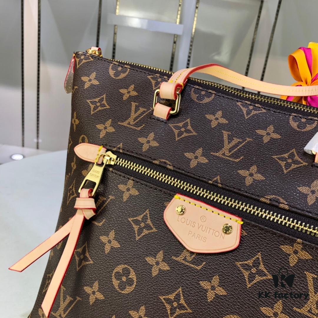 Authentic Louis Vuitton Multifunctional Shoulder Bag M42267, Small and Large Sizes, Monogram Canvas with Genuine Yellow Leather Trim