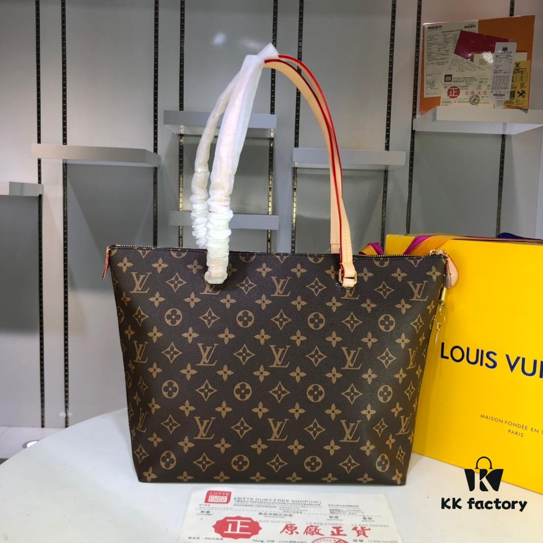 Authentic Louis Vuitton M42267 Multifunctional Shoulder Bag in Monogram Canvas, Dual-Tone Yellow Leather Trim, Available in Small and Large Sizes
