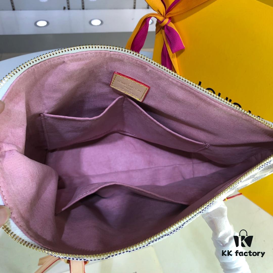 Authentic Louis Vuitton M42267 Multifunctional Shoulder Bag in Monogram Canvas, Dual-Sided Color-Changing Yellow Leather, Large and Small Sizes Available