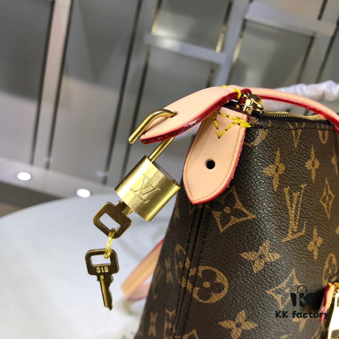 Authentic Louis Vuitton M42267 Multifunctional Shoulder Bag in Monogram Canvas, Dual-Tone Yellow Leather Trim, Available in Small and Large Sizes