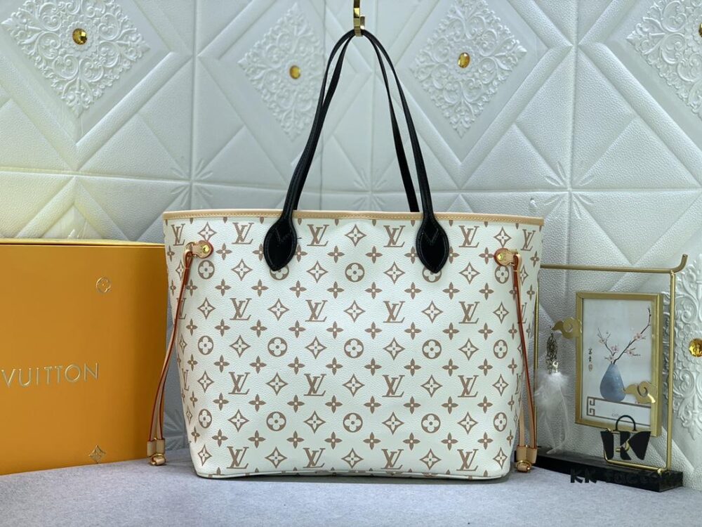 White Flower Mother-Child Bag 🎀🎀 Classic Shopping Tote 💋💋 Louis Vuitton New Neverfull