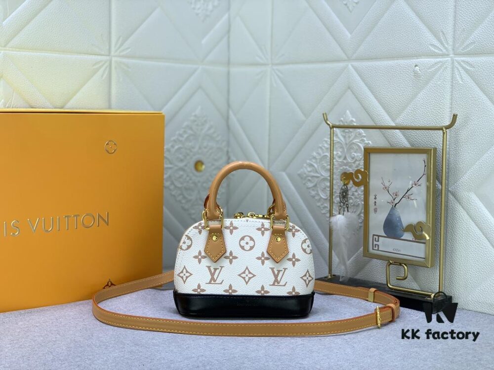 Upgraded Original [Alma Nano Shell Handbag] M82717 Damier M46895 White Flower