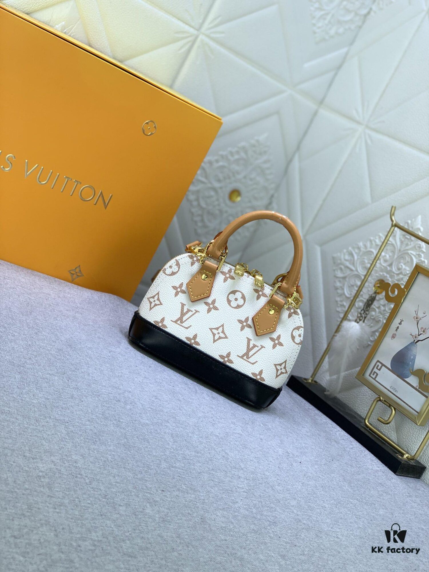 Upgraded Original [Alma Nano Shell Handbag] M82717 Damier M46895 White Flower