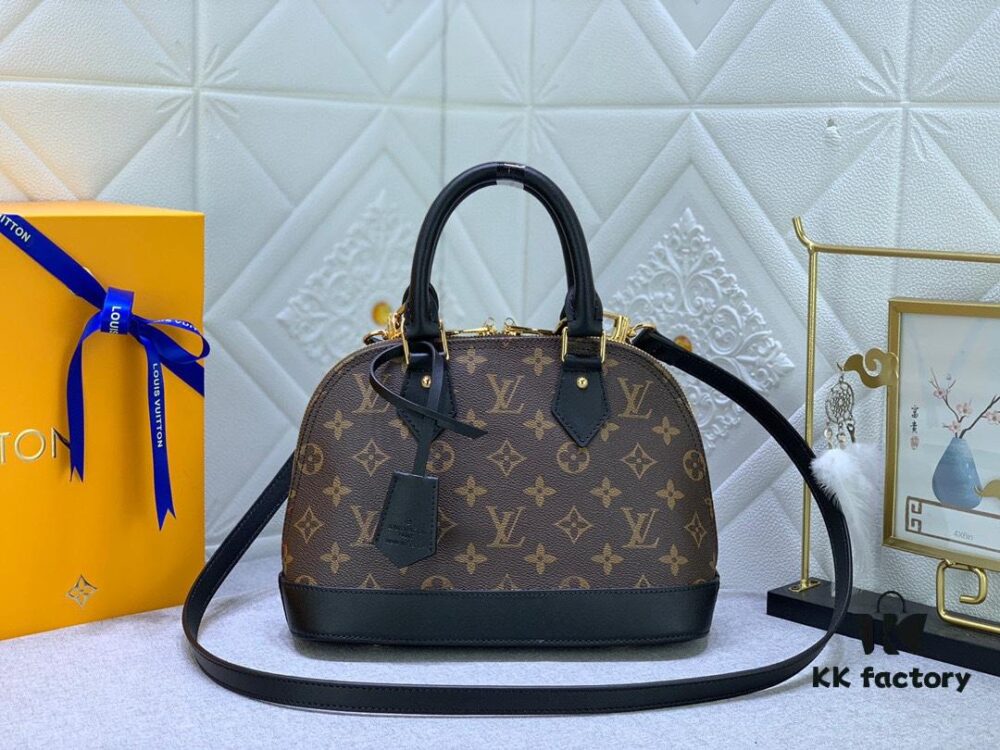 Upgraded Size Original M53151 M53152 Monogram N41221 Non-Check Black Leather Louis Vuitton Alma Handbag