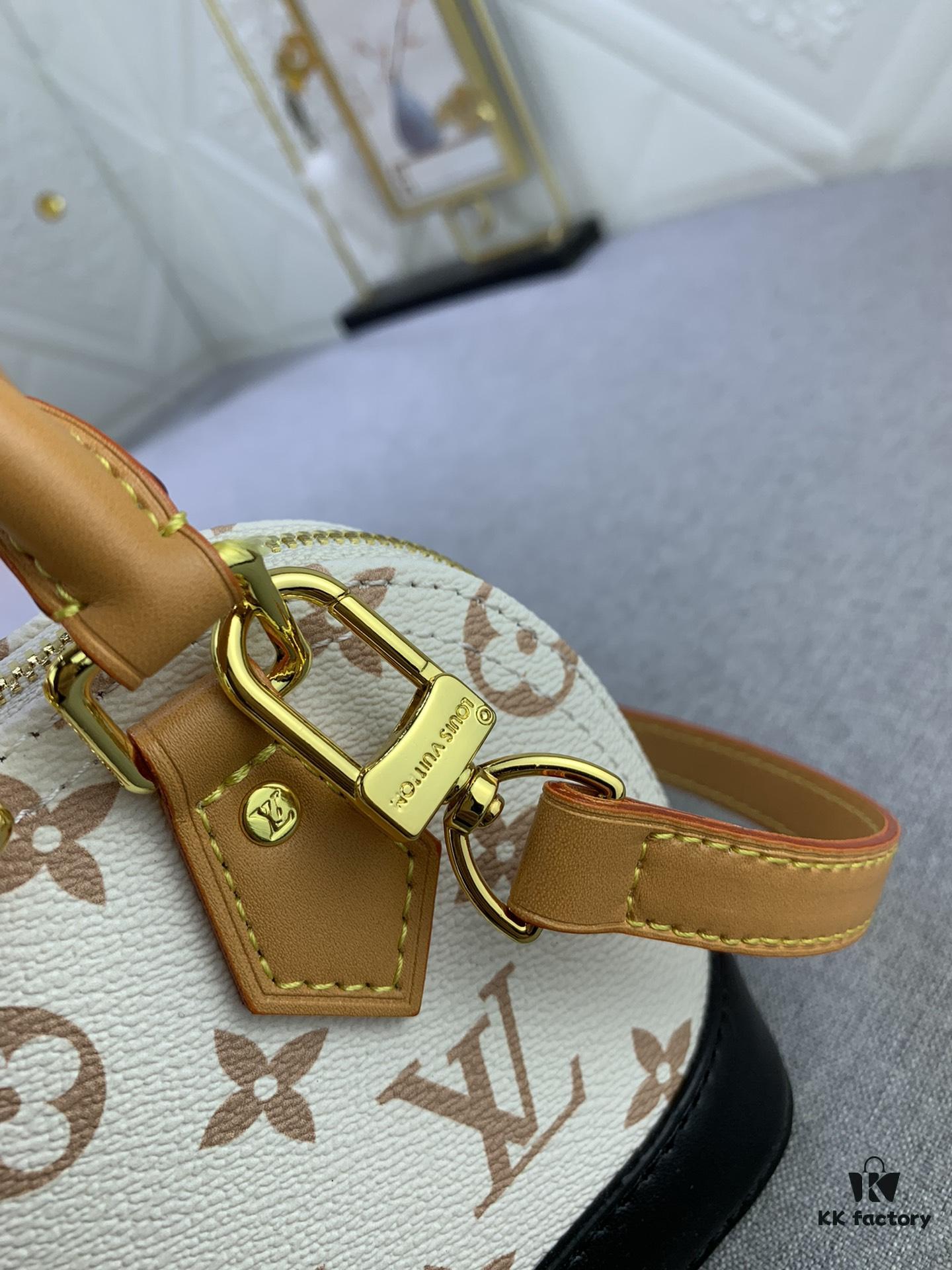 Upgraded Original [Alma Nano Shell Handbag] M82717 Damier M46895 White Flower