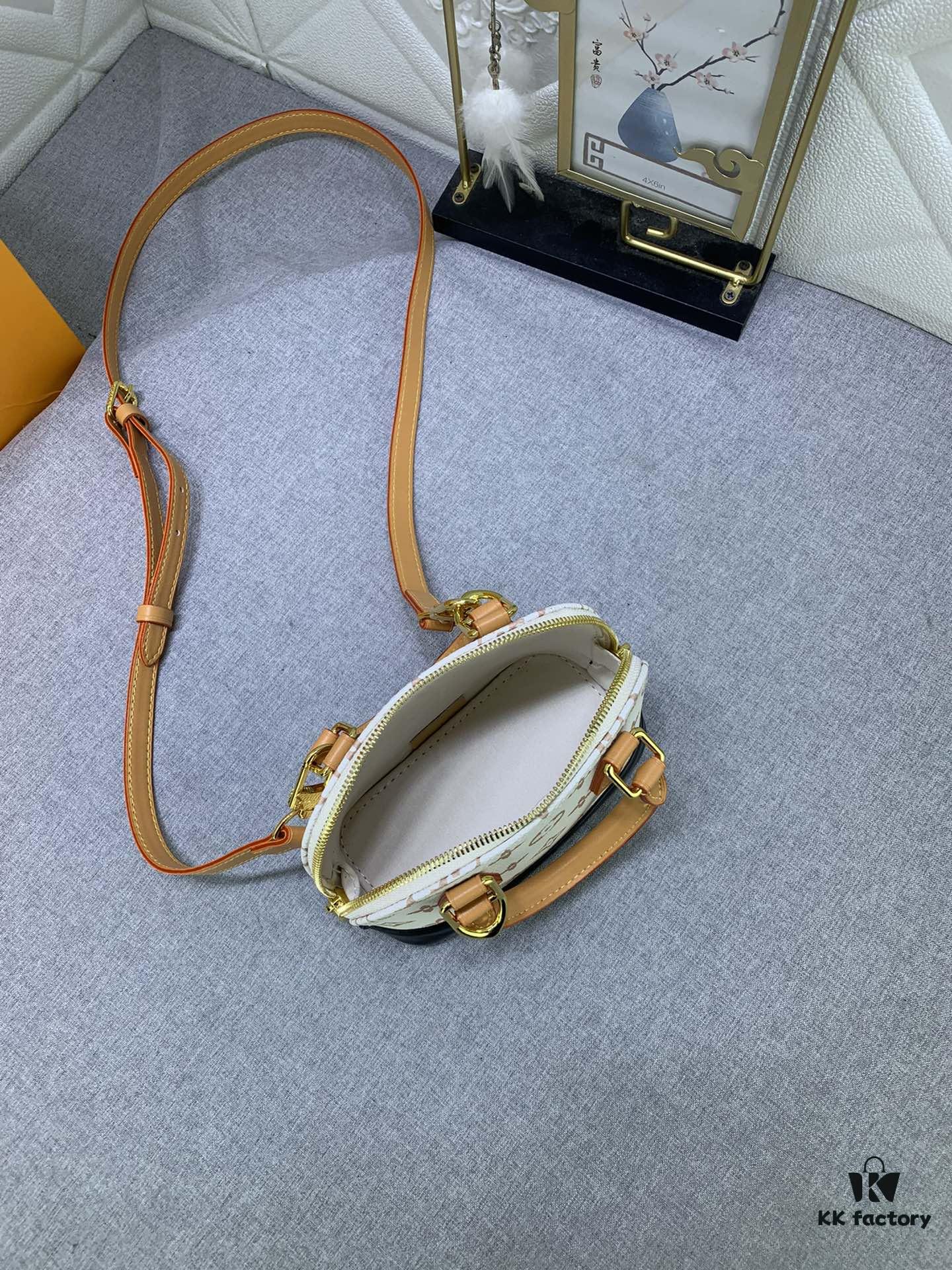 Upgraded Original [Alma Nano Shell Handbag] M82717 Damier M46895 White Flower