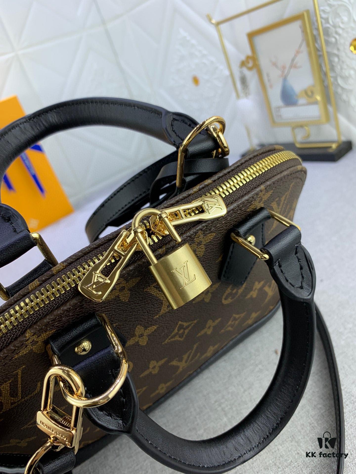 Upgraded Size Original M53151 M53152 Monogram N41221 Non-Check Black Leather Louis Vuitton Alma Handbag