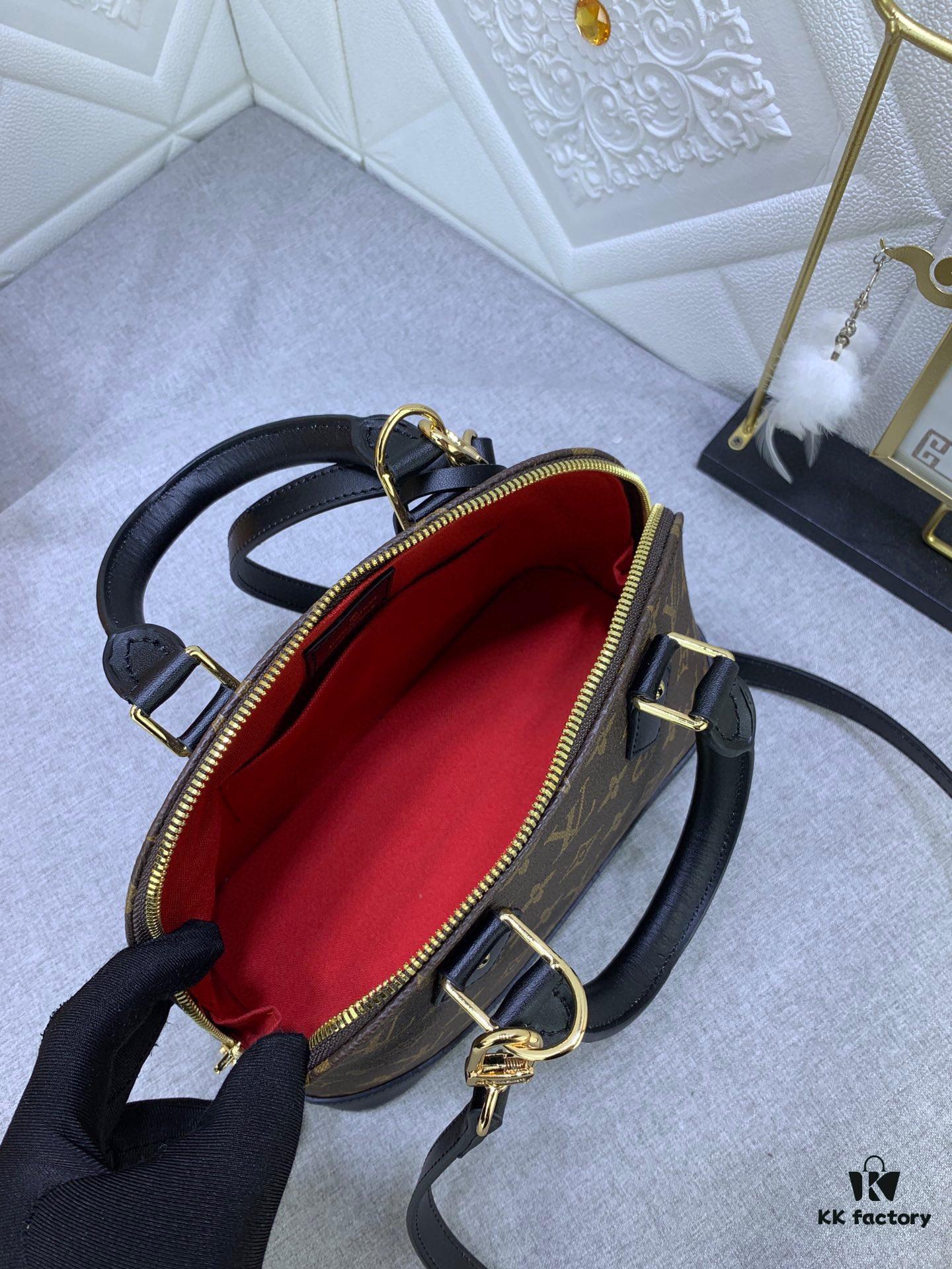 Upgraded Size Original M53151 M53152 Monogram N41221 Non-Check Black Leather Louis Vuitton Alma Handbag