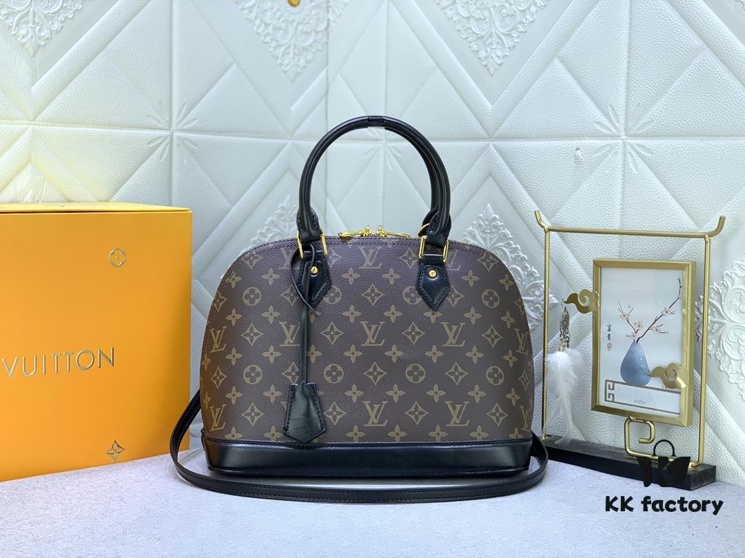 Upgraded Size Original M53151 M53152 Monogram N41221 Non-Checkered Alma Bag in Black Leather