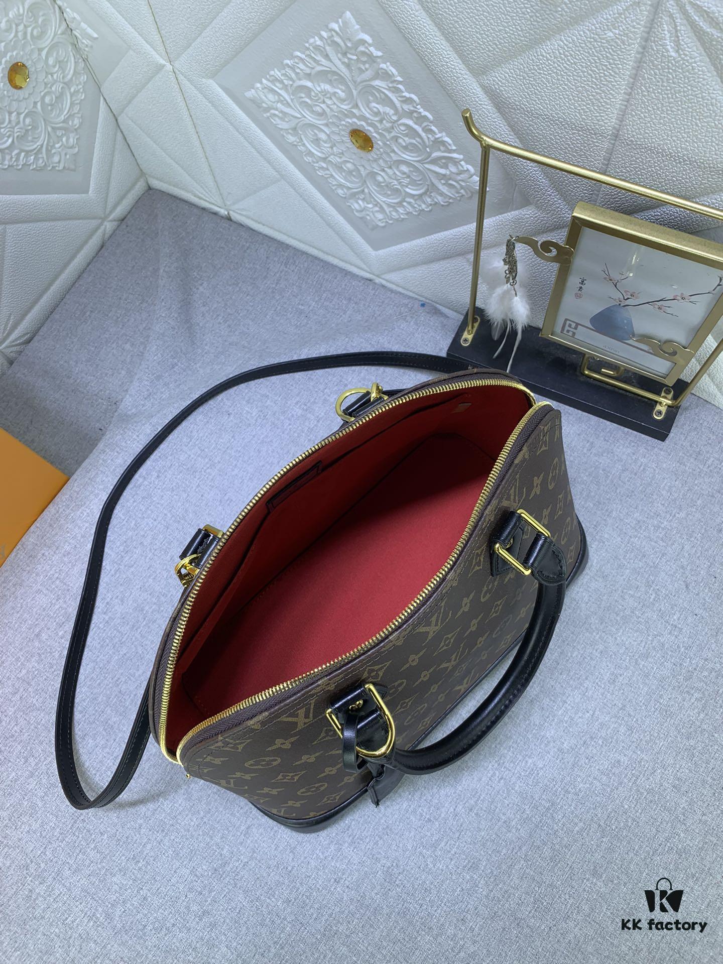 Upgraded Size Original M53151 M53152 Monogram N41221 Non-Checkered Alma Bag in Black Leather