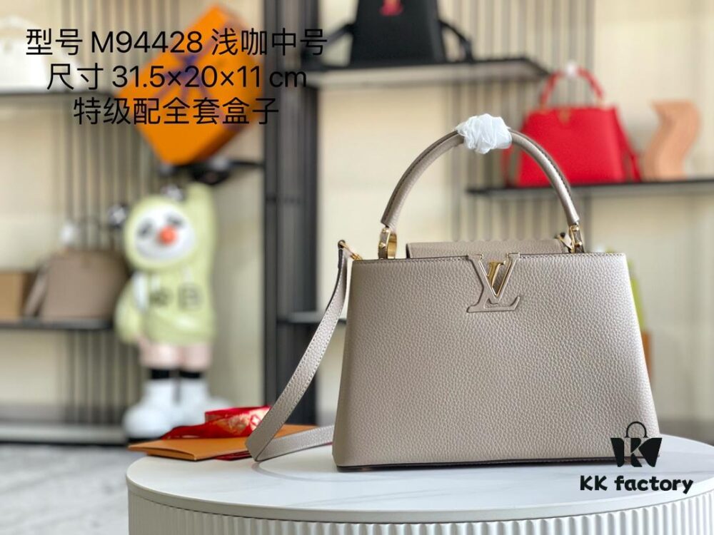 Premium Full Set Packaging 【Top Grade Original Leather 💋 M94428 Elephant Gray Medium with Gold Hardware】