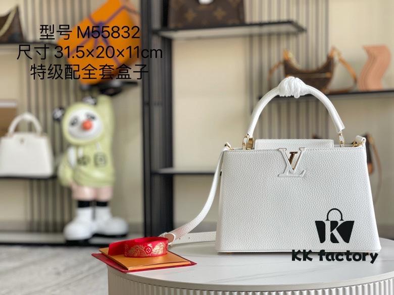 Top Grade Full Set Packaging [Premium Original Leather M55832 Medium Size White with Gold Hardware]