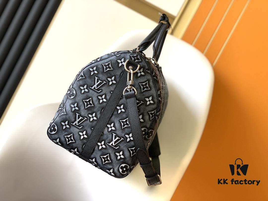 Top-Grade Full-Grain M21375 Lan Graphite Gray Keepall Bandoulière 50 Travel Bag