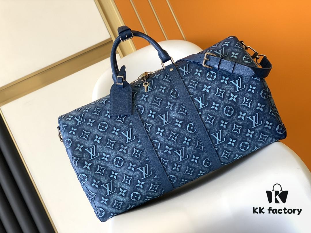 Top-Grade Full-Grain M21375 Lan Stone Graphite Gray Keepall Bandoulière 50 Travel Bag