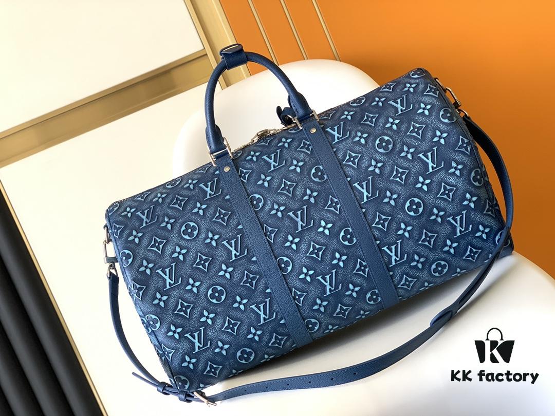 Top-Grade Full-Grain M21375 Lan Stone Graphite Gray Keepall Bandoulière 50 Travel Bag