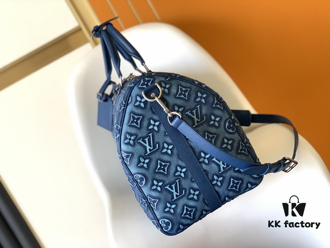 Top-Grade Full-Grain M21375 Lan Stone Graphite Gray Keepall Bandoulière 50 Travel Bag