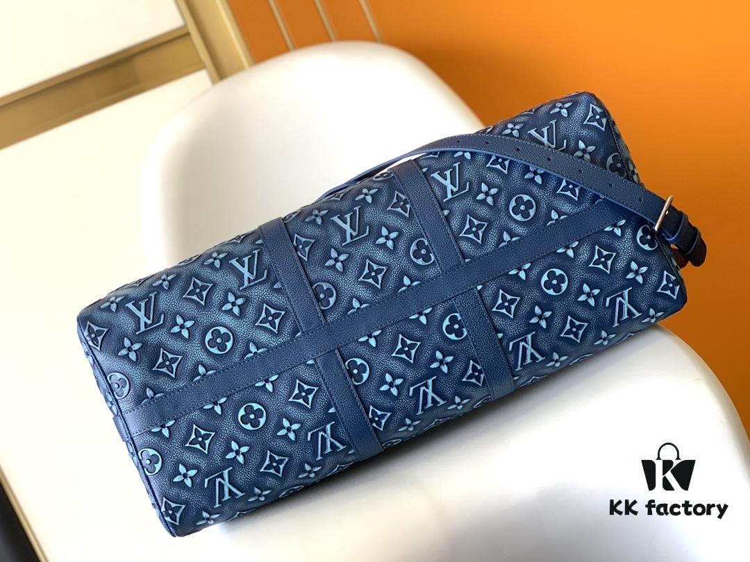 Top-Grade Full-Grain M21375 Lan Stone Graphite Gray Keepall Bandoulière 50 Travel Bag