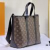 Upgraded Original Week-End Tote M45734 M45733 Louis Vuitton Classic Week-End Bag in Monogram Macassar Canvas with Exterior Phone Pocket