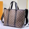 Upgraded Original Week-End Tote M45734 M45733 Louis Vuitton Classic Week-End Bag in Monogram Macassar Canvas with Exterior Phone Pocket