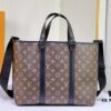 Upgraded Original Week-End Tote M45734 M45733 Louis Vuitton Classic Week-End Bag in Monogram Macassar Canvas with Exterior Phone Pocket