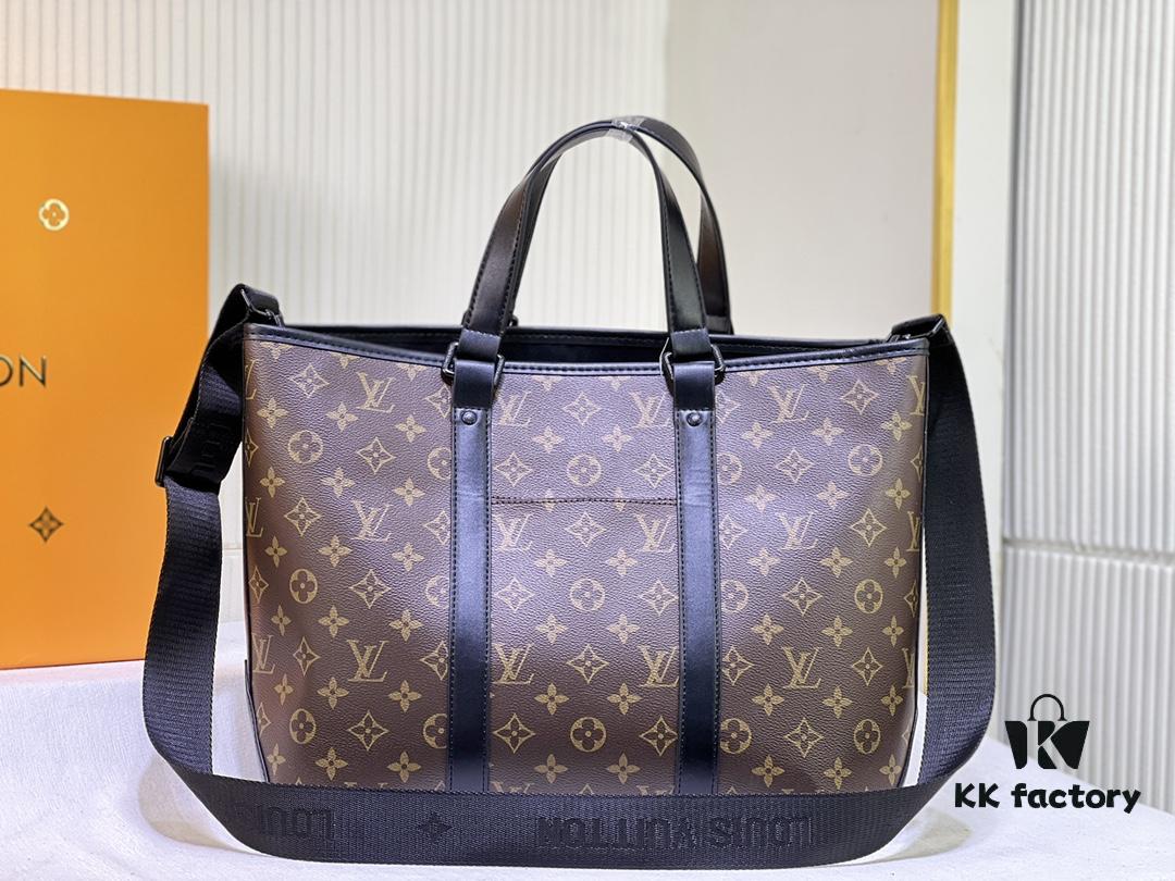 Upgraded Original Week-End Tote M45734 M45733 Louis Vuitton Classic Week-End Bag in Monogram Macassar Canvas with Exterior Phone Pocket