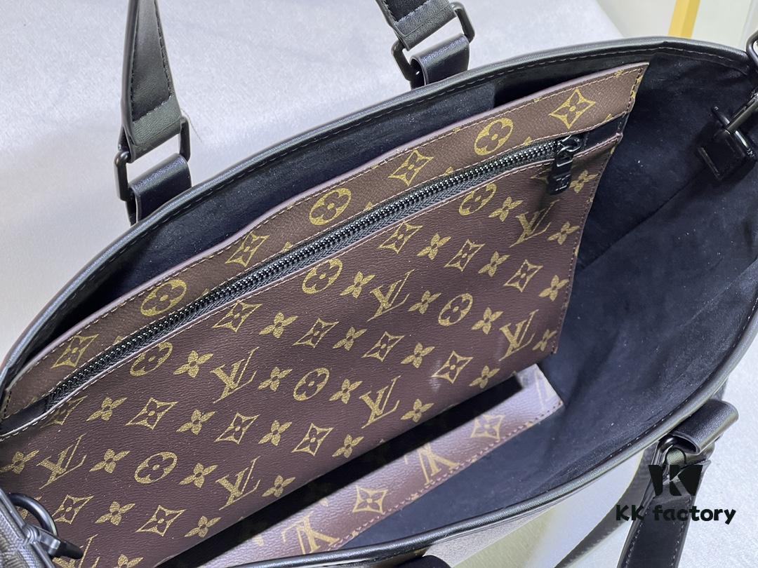 Upgraded Original Week-End Tote M45734 M45733 Louis Vuitton Classic Week-End Bag in Monogram Macassar Canvas with Exterior Phone Pocket