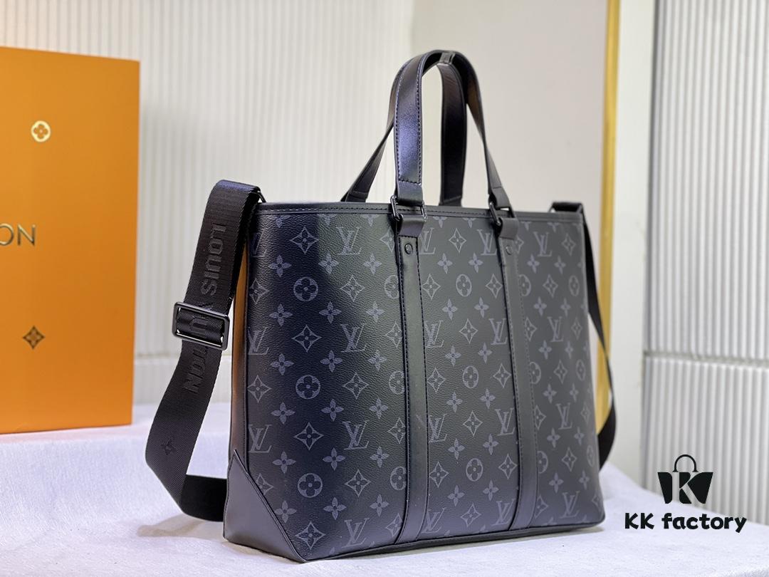 Upgraded Original Week-End Tote M45734 M45733 Louis Vuitton Classic Week-End Bag in Monogram Macassar Canvas with Exterior Phone Pocket