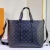 Upgraded Original Week-End Tote M45734 M45733 Louis Vuitton Classic Week-End Bag in Monogram Macassar Canvas with Exterior Phone Pocket