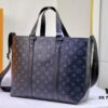 Upgraded Original Week-End Tote M45734 M45733 Louis Vuitton Classic Week-End Bag in Monogram Macassar Canvas with Exterior Phone Pocket