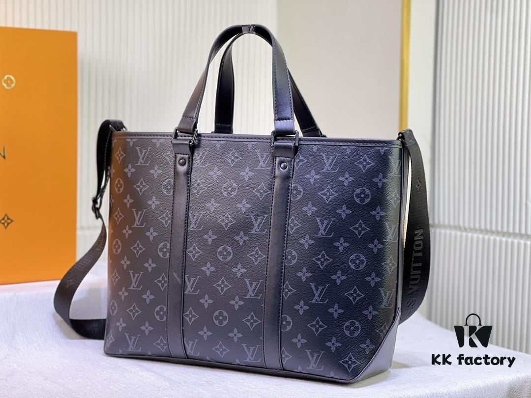Upgraded Original Week-End Tote M45734 M45733 Louis Vuitton Classic Week-End Bag in Monogram Macassar Canvas with Exterior Phone Pocket