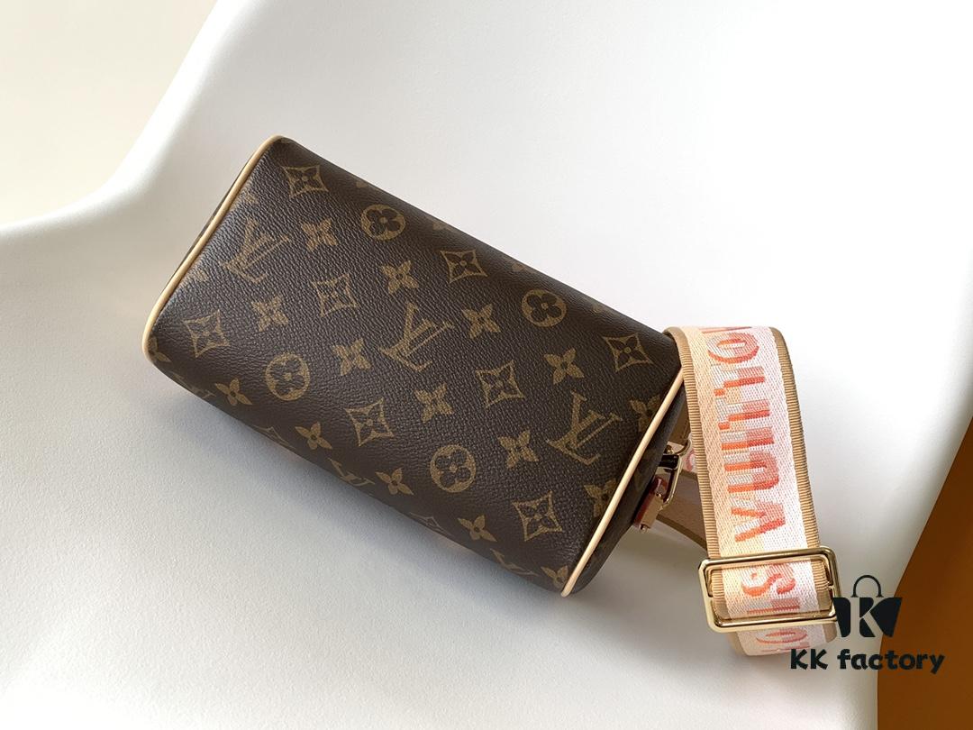 M46594 Pink M46222 Apricot M46234 Black [M45957 Black M45948 Red, Non-Adjustable Strap] - This Speedy Bandoulière 20 Handbag is crafted from Monogram canvas with cowhide leather trim and textile lining, continuing the iconic Louis Vuitton Speedy travel bag design in a compact size, featuring rolled leather handles and a detachable, adjustable fabric shoulder strap adorned with signature woven branding details