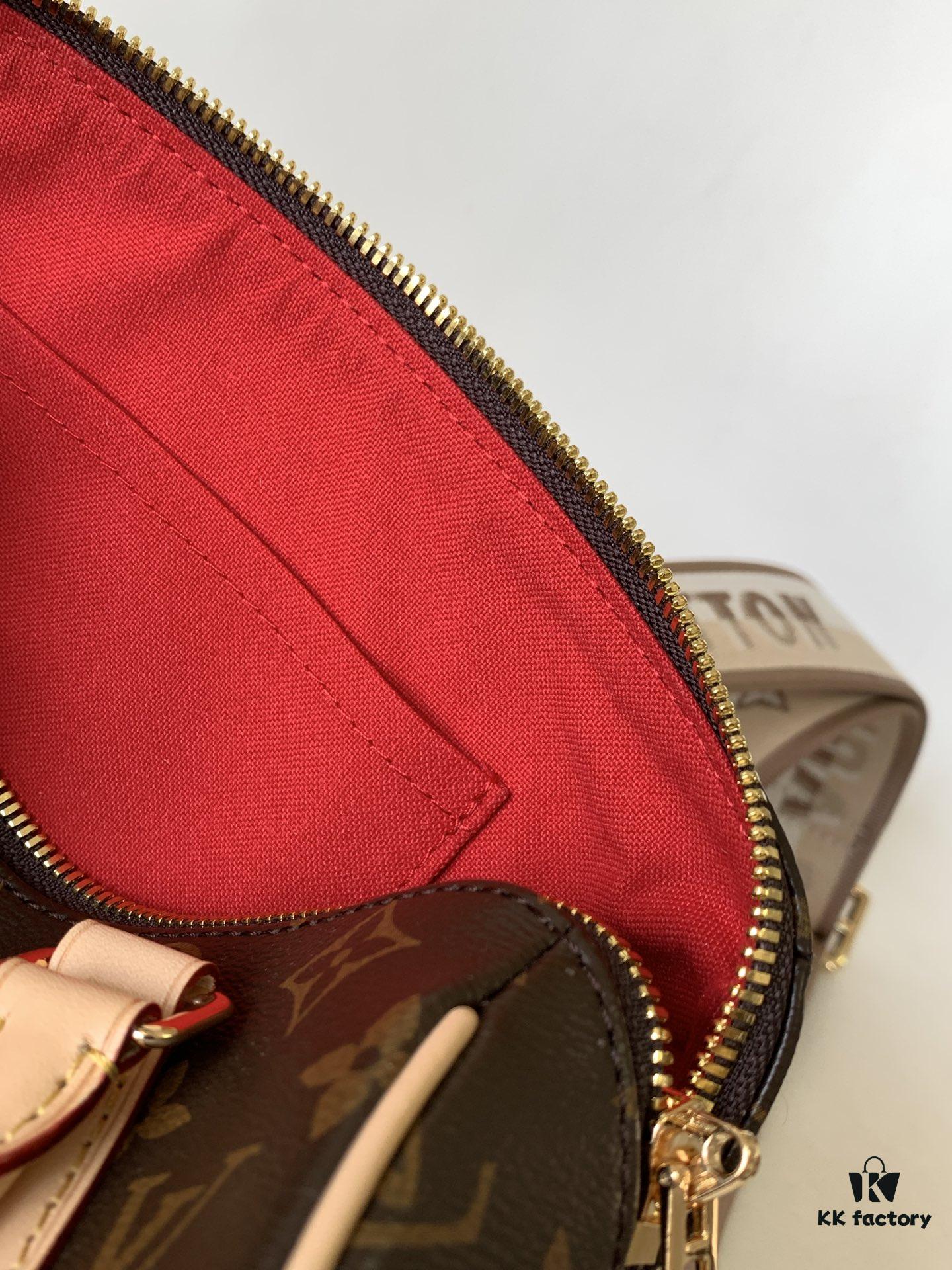 M46222 Beige M46234 Black [M45957 Black Adjustable Strap Not Available] ~ This Speedy Bandoulière 20 Handbag features Monogram canvas, cowhide leather trim, and textile lining, continuing the classic Louis Vuitton Speedy travel bag design in a compact size, complete with rolled leather handles and a detachable, adjustable fabric shoulder strap accented with signature woven branding