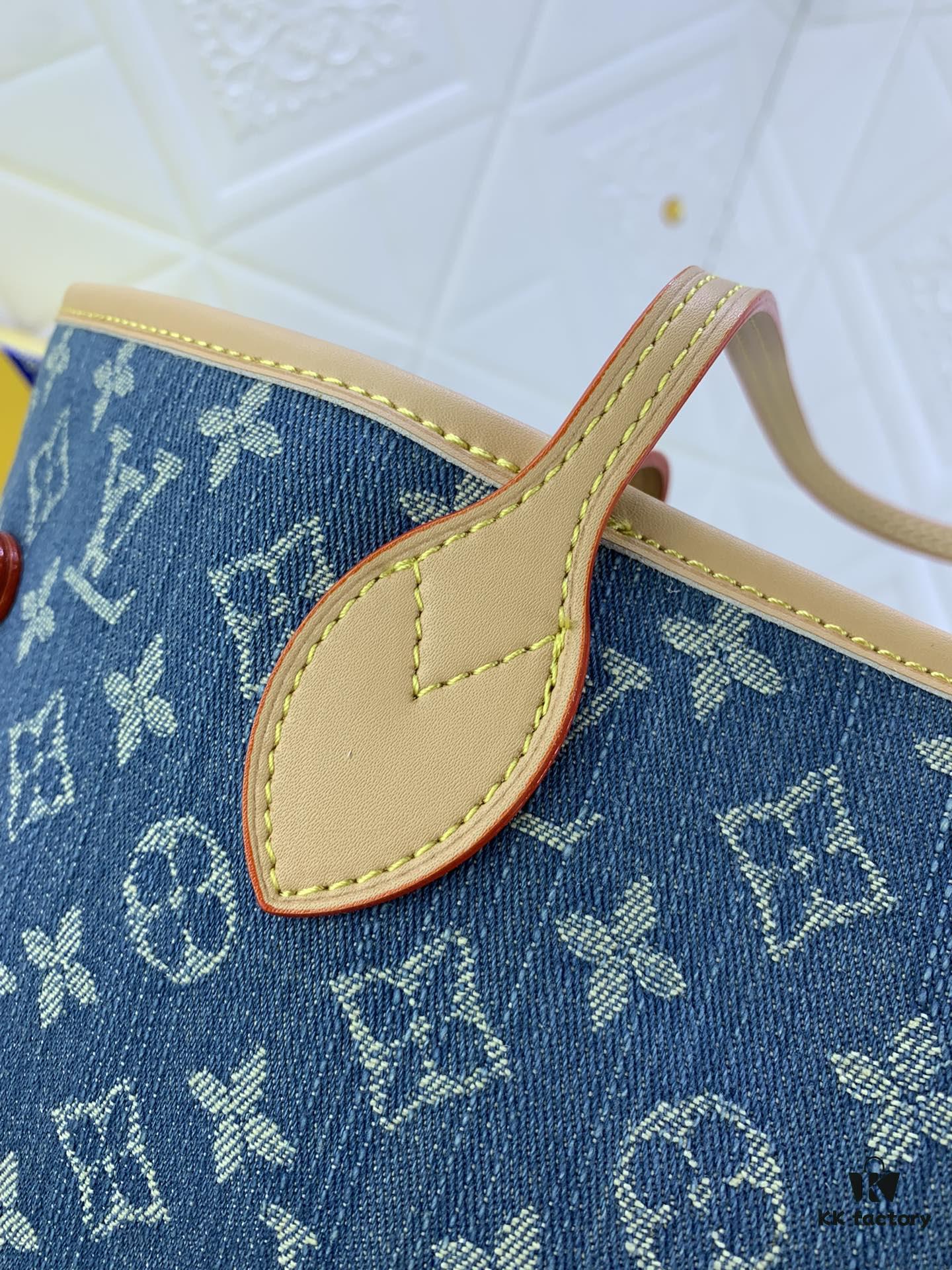 Upgraded Original M40995 Medium Denim Jacquard Shopping Tote 💋💋 Louis Vuitton New Neverfull - A Fresh Interpretation of the Iconic Bag