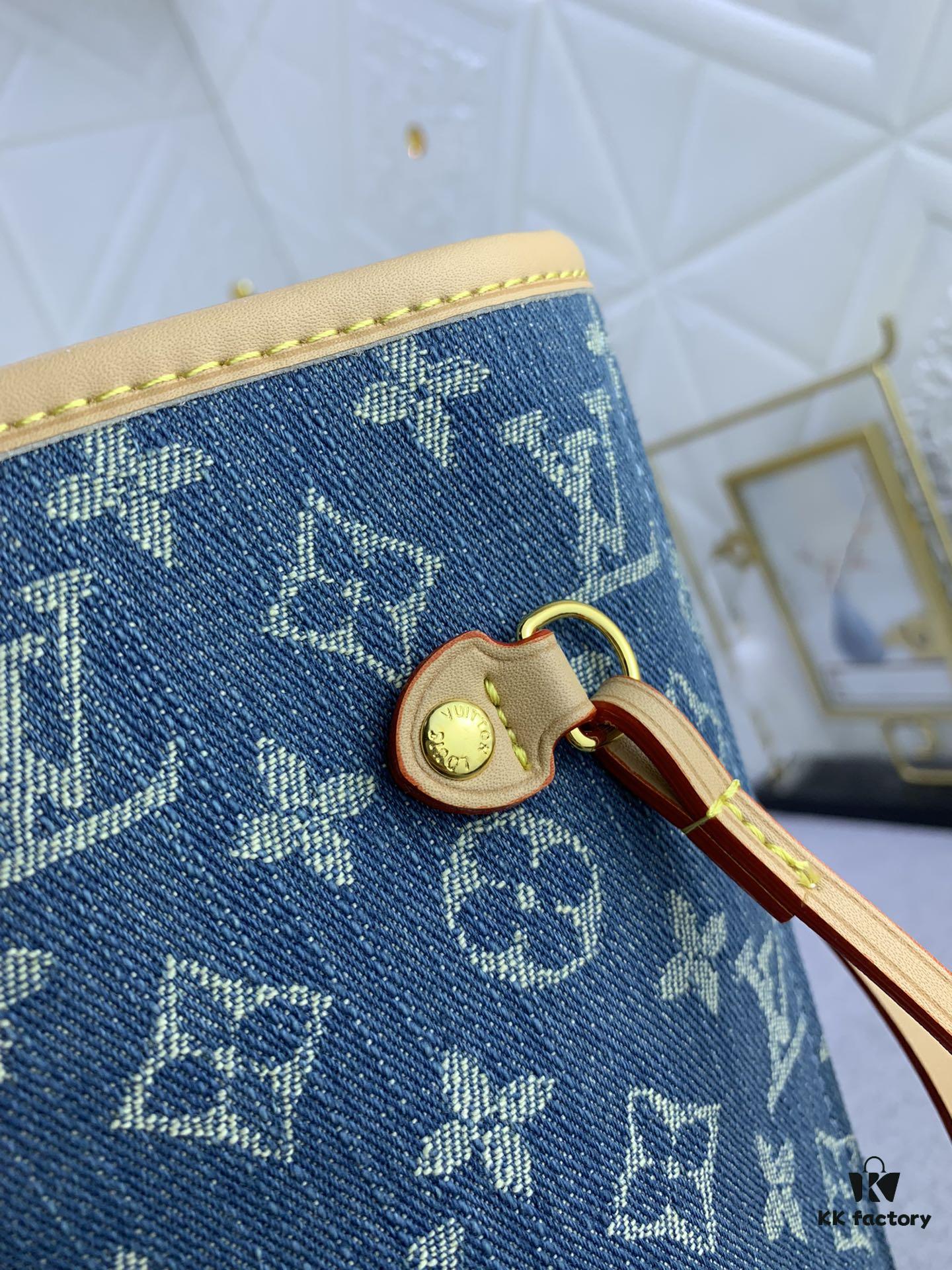 Upgraded Original M40995 Medium Denim Jacquard Shopping Tote 💋💋 Louis Vuitton New Neverfull - A Fresh Interpretation of the Iconic Bag