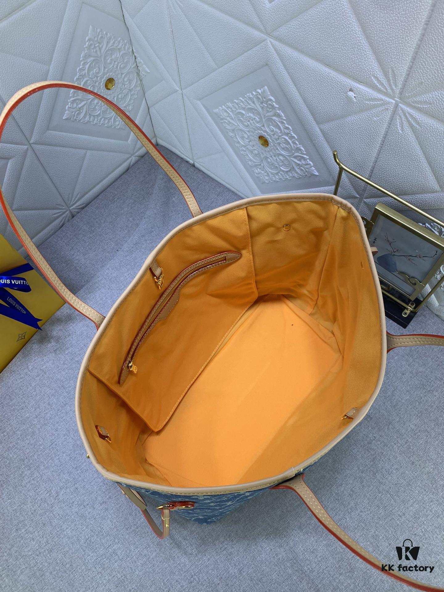 Upgraded Original M40995 Medium Denim Jacquard Shopping Tote 💋💋 Louis Vuitton New Neverfull - A Fresh Interpretation of the Iconic Bag