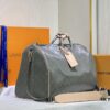 New Arrival 😍😍 High-End Quality 👍 Original Keepall 50 Travel Duffel Bag, Special Edition Design Inspired by the 2018-19 Men's Fashion Show. Grey Monogram Titanium Canvas Body with Natural Cowhide Trims, Textile Handles and Detachable Leather Shoulder Strap Embossed with Louis Vuitton Logo. Model No.: 43886 43885 Size: 50x29x23