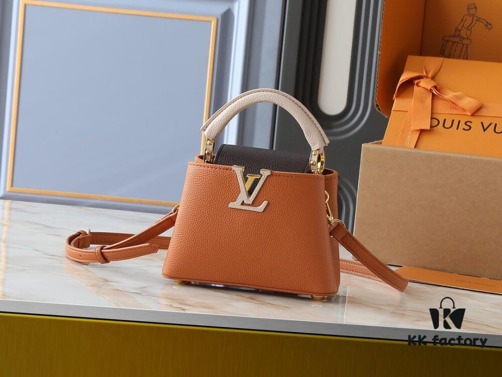 Guangzhou Goods Upgraded Original Version M12956 M12952 M14176 This Mini Capucines Handbag in Elegant Taurillon Calfskin with Shiny Metal Hardware and LV Letter Accent