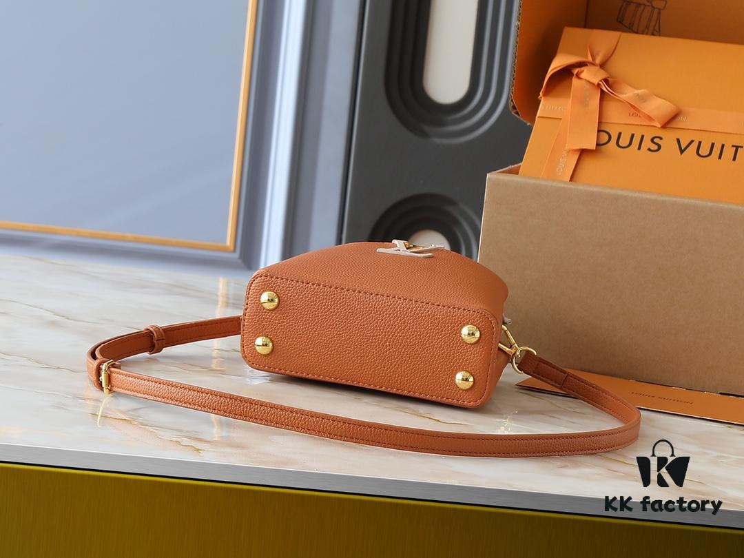 Guangzhou Goods Upgraded Original Version M12956 M12952 M14176 This Mini Capucines Handbag in Elegant Taurillon Calfskin with Shiny Metal Hardware and LV Letter Accent