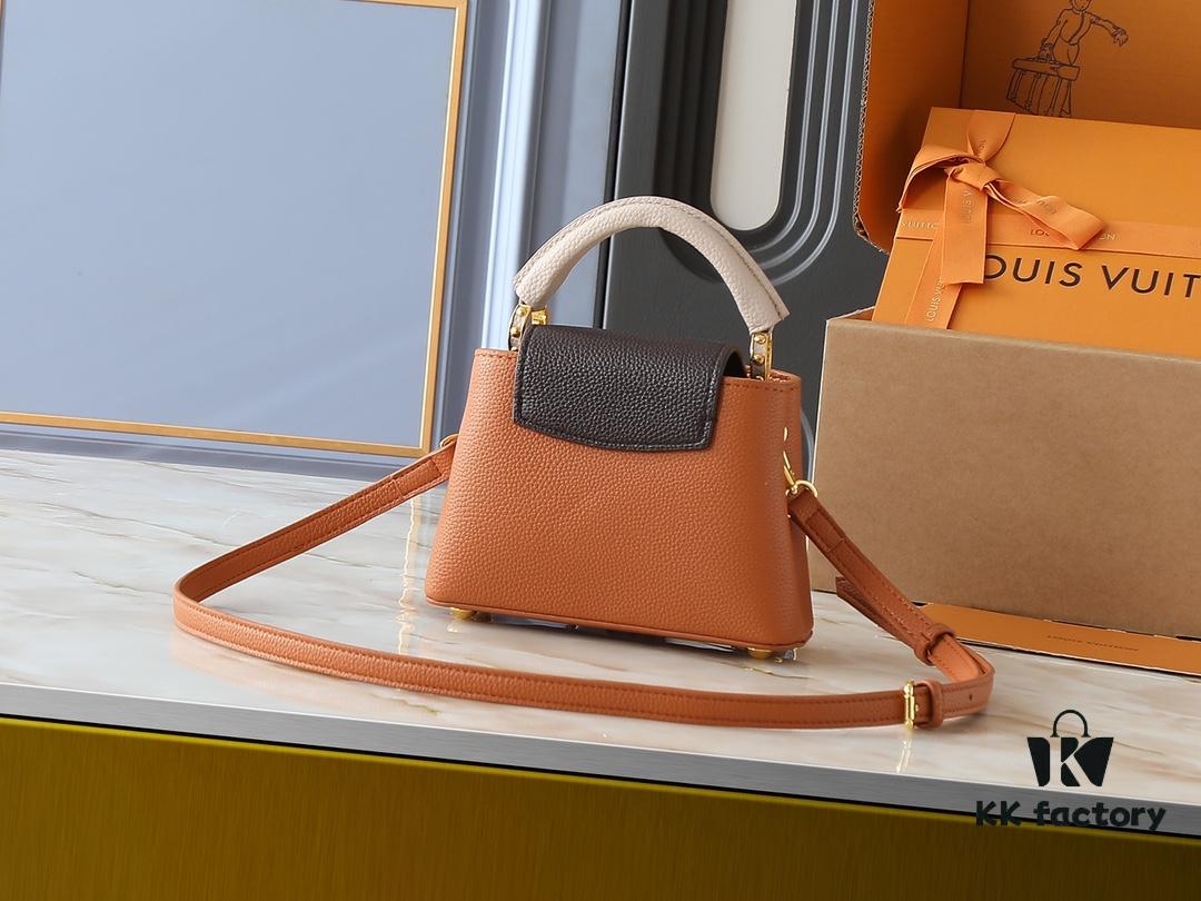 Guangzhou Goods Upgraded Original Version M12956 M12952 M14176 This Mini Capucines Handbag in Elegant Taurillon Calfskin with Shiny Metal Hardware and LV Letter Accent