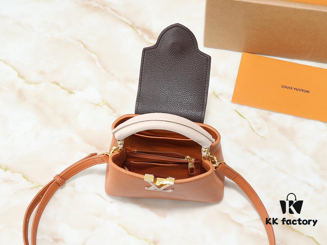 Guangzhou Goods Upgraded Original Version M12956 M12952 M14176 This Mini Capucines Handbag in Elegant Taurillon Calfskin with Shiny Metal Hardware and LV Letter Accent