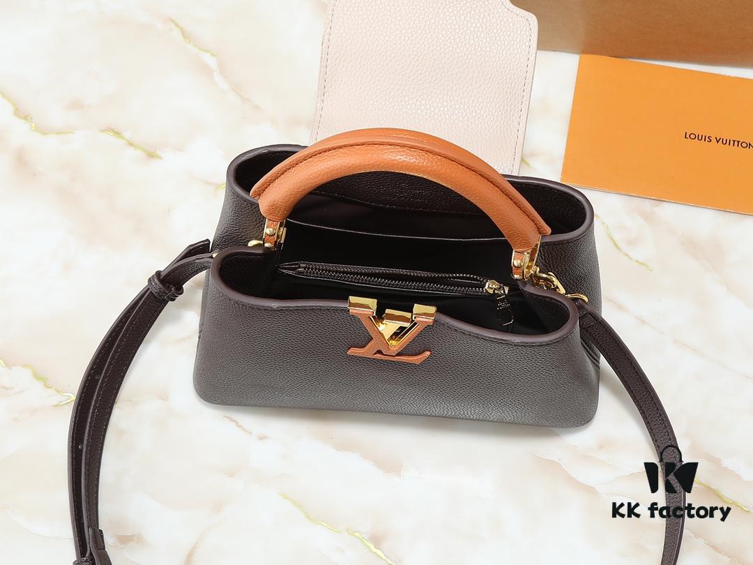 Guangzhou Goods Upgraded Original Version M12956 M12952 M14176 This Mini Capucines Bag Features Elegant Taurillon Calfskin with Seasonal Hues and Shiny Metal LV Lettering