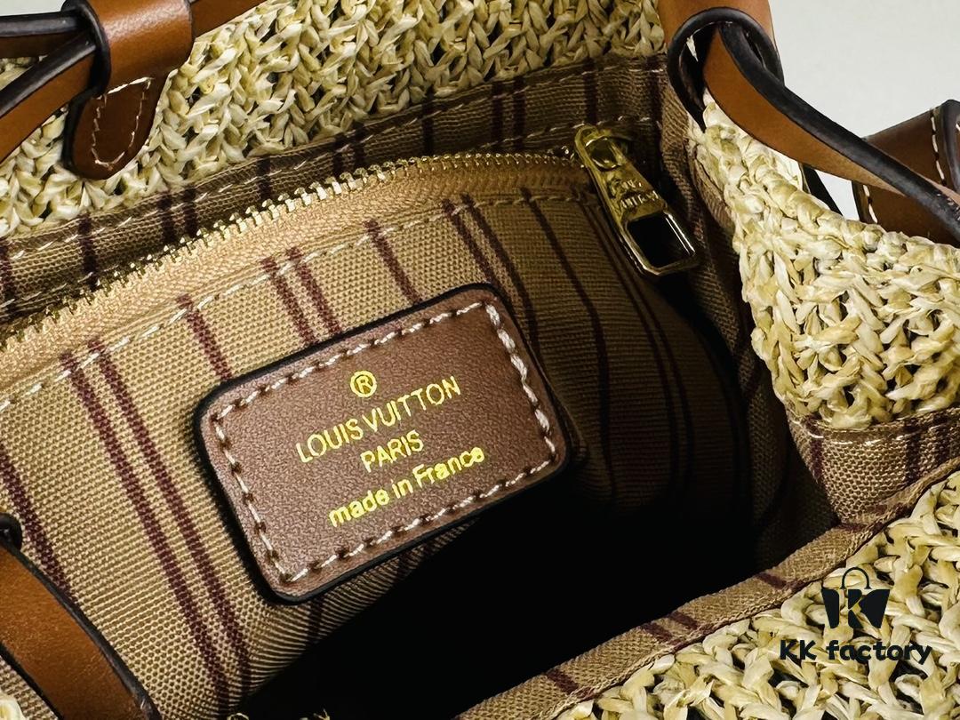 New Small LV NOE PURSE Bucket Bag in Raffia Leather