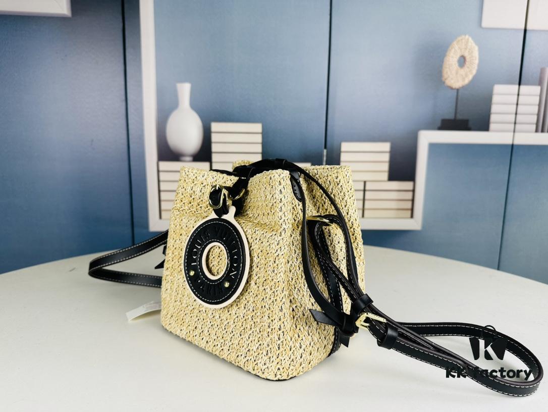 New Small LV NOE PURSE Bucket Handbag in Raffia Leather Mini 'Little Dumpling'