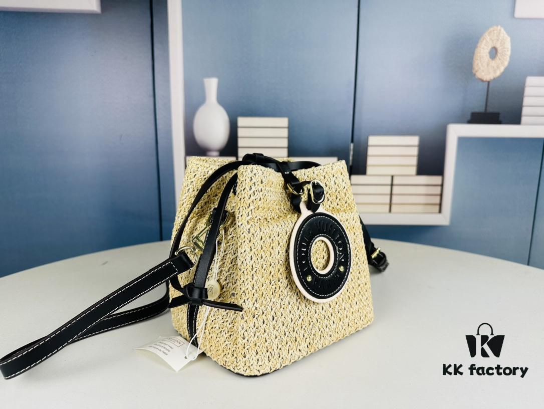 New Small LV NOE PURSE Bucket Handbag in Raffia Leather Mini 'Little Dumpling'