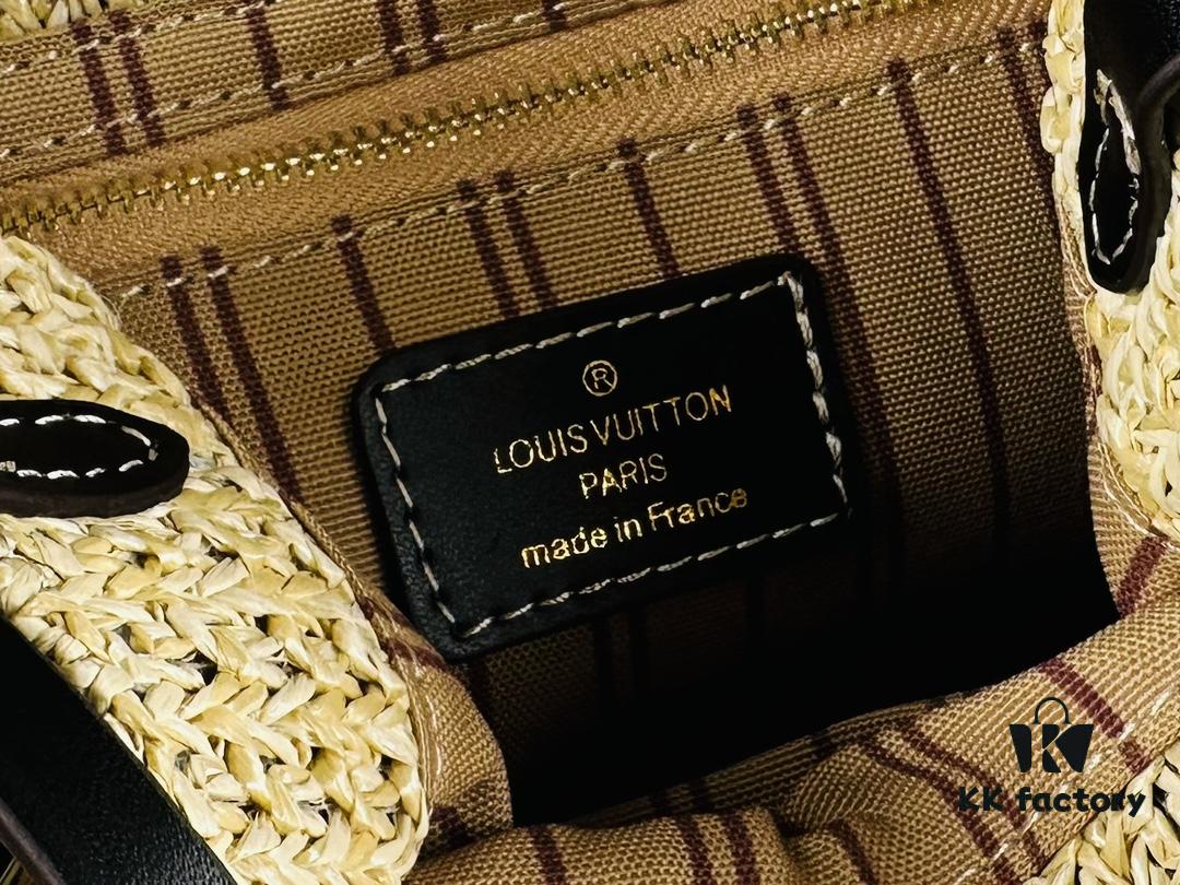 New Small LV NOE PURSE Bucket Handbag in Raffia Leather Mini 'Little Dumpling'