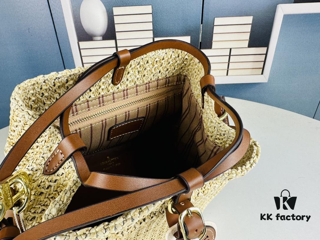 New Small LV NOE PURSE Bucket Bag in Raffia Leather