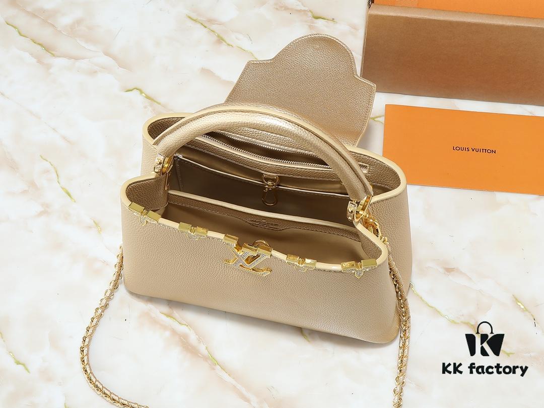 Guangzhou Stock - Upgraded Original M24583 M24584 M24585 Gold-Tone Crystal Flower Crown Capucines Handbag