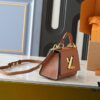Upgraded Original M21590 M59090 Twist One Handle BB Handbag crafted from deeply dyed Taurillon leather, featuring a top single handle and the iconic LV Twist turn-lock flap closure. The contrasting color leather lining adds a fashionable touch, suitable for crossbody, shoulder, or handheld wear.
